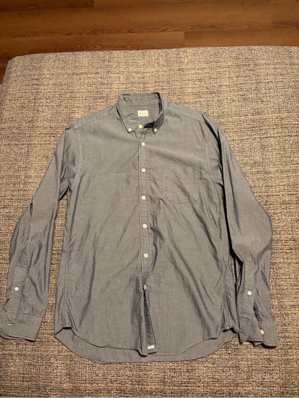 J. Crew Sunwashed Oxford Gray Men's Long-Sleeve Button-Down Shirt